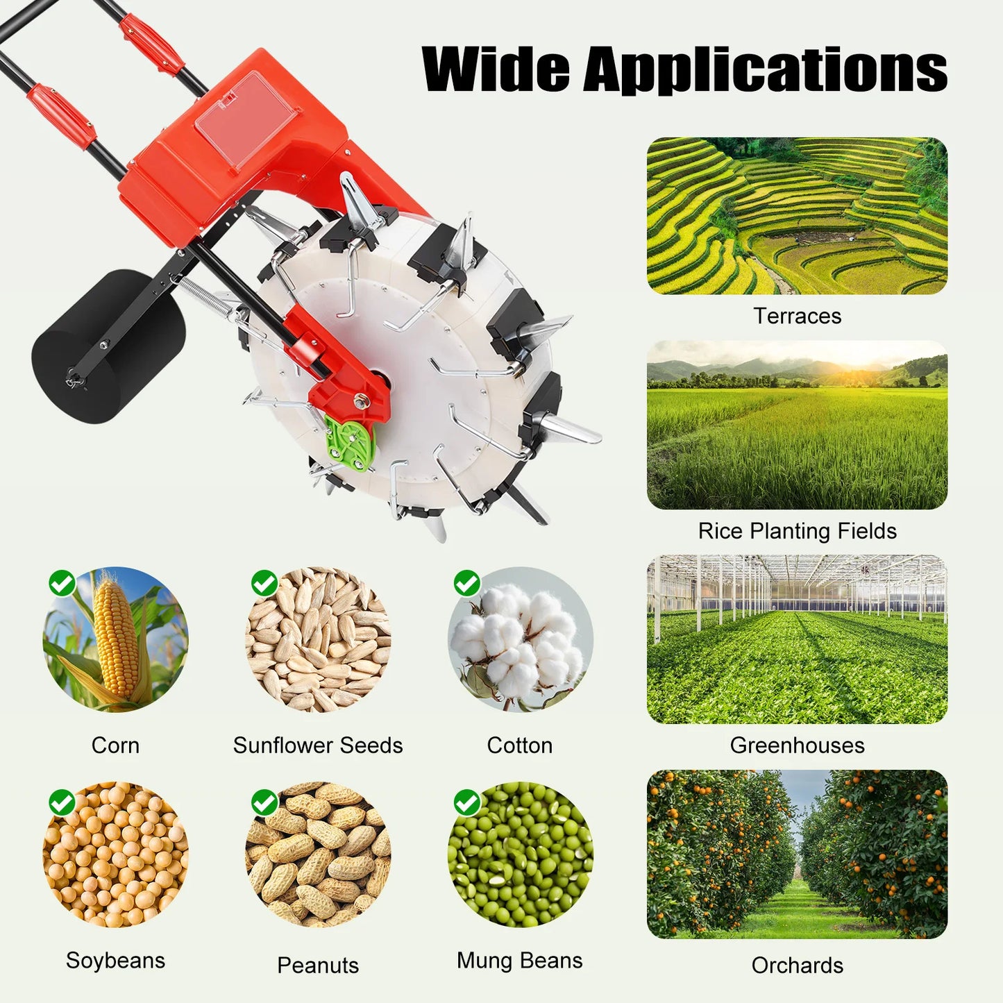 Hand-Push Seeder 10-Hole Garden Seeder Metal .