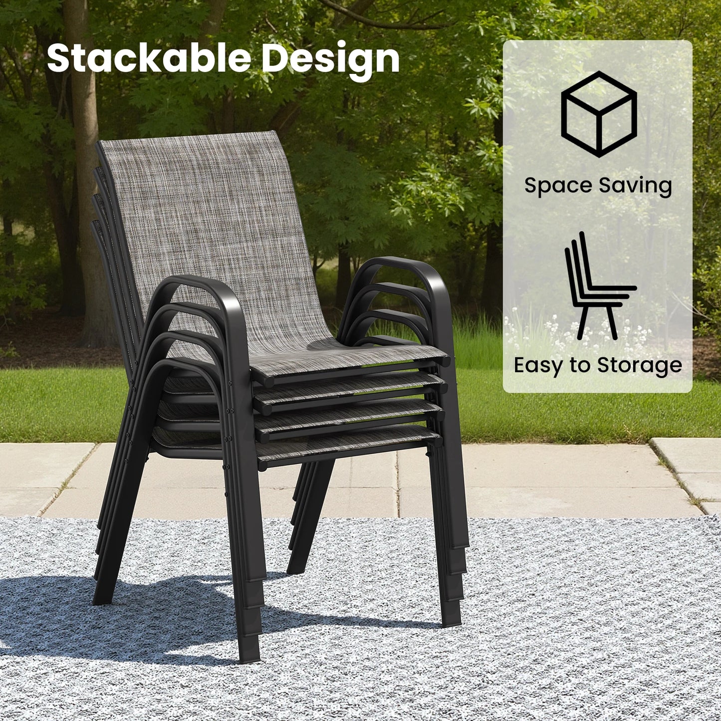 7-Piece Outdoor Dining Set for 6, Round Patio Table with 6 Chairs, .