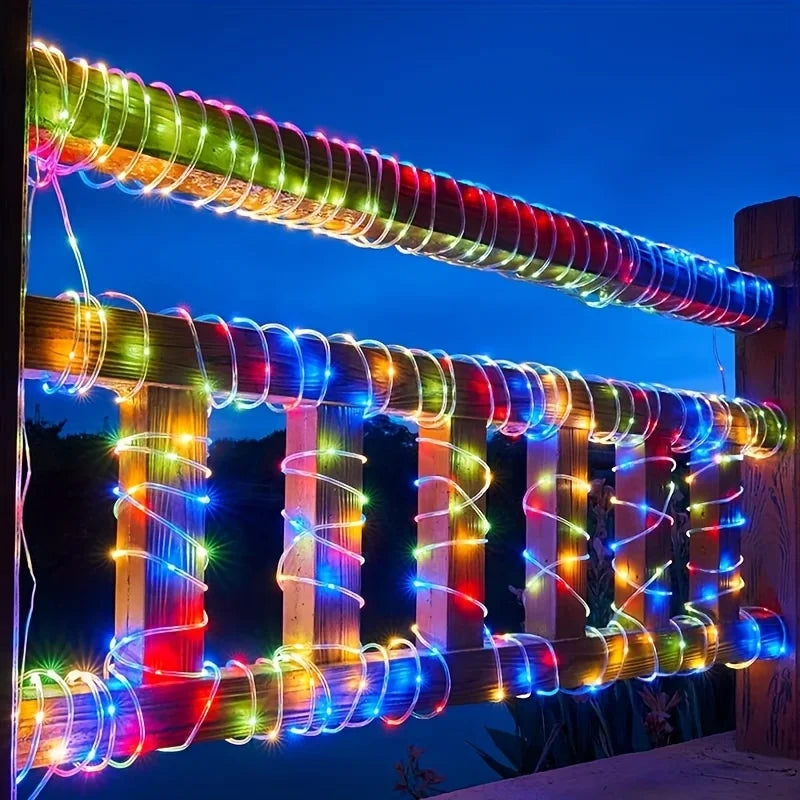 1pc Solar LED Tube Light 100LED Tube Rope String Light 8 Modes with Outdoor PVC Tube Light Solar Fence Light .