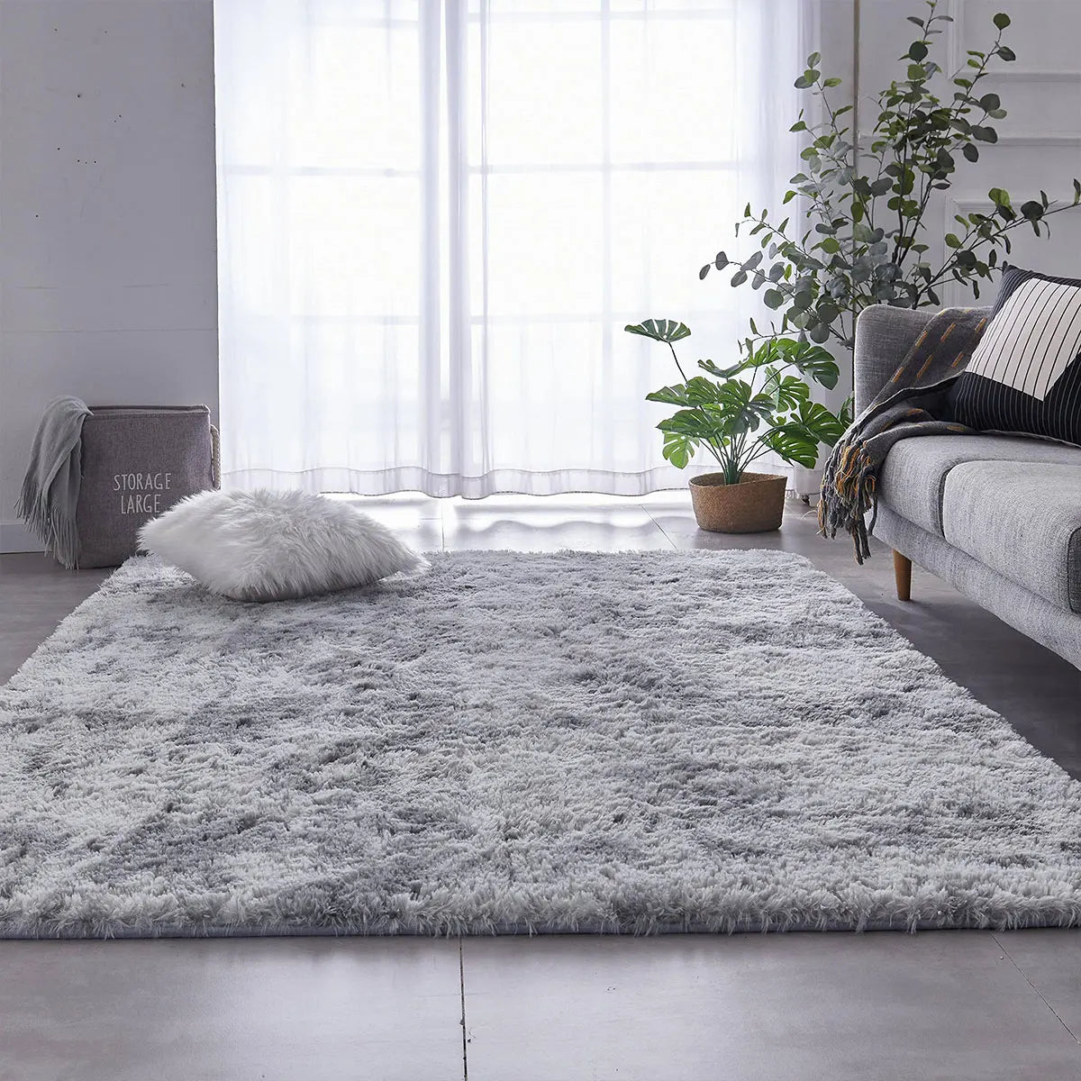 1pc Soft Long-hair Plush Carpet Rug Non-Slip Plush Fluffy Soft Furry.