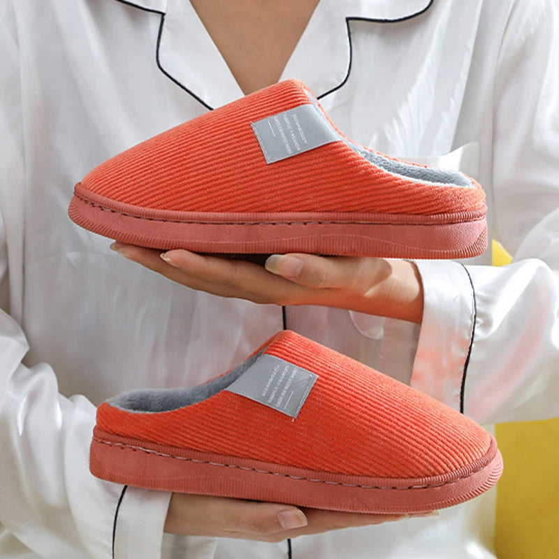 Cotton Slippers Women's Home Autumn and Winter Home Indoor Warm Couple Plush .