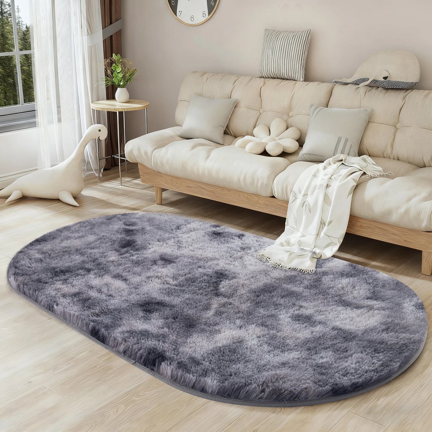 Fluffy Oval Rug Carpets . Warm Floor Mat Doormat Salon Pile Rug 80*160cm Plush Rug