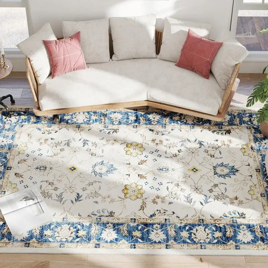 Machine Washable Area Rug 8x10, Blue