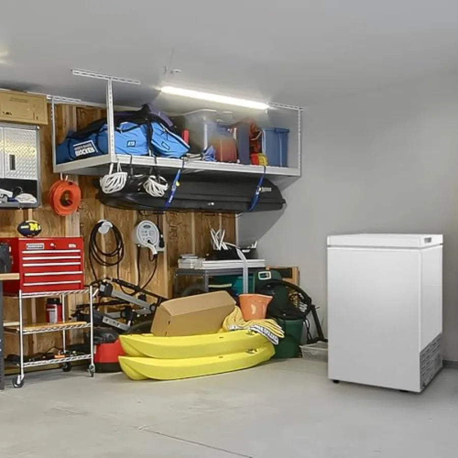 Deep Freezer 3.5 Cu.Ft Chest Freezer with Steel Body, White Finish, 2 Removable Baskets Adjustable 7-Level Temperature Control