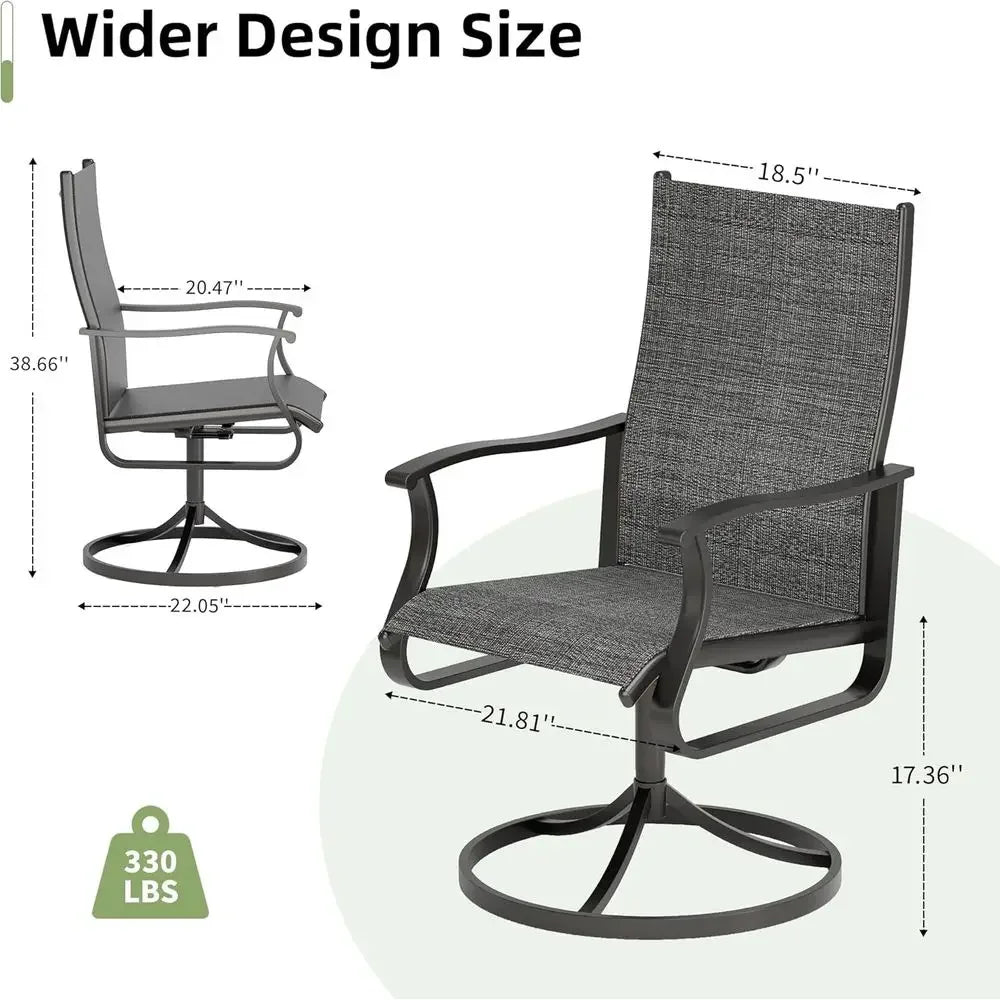 2-Piece All-Weather Swivel Rocker Patio Chairs with Textilene Mesh and Rust-Resistant Steel,.