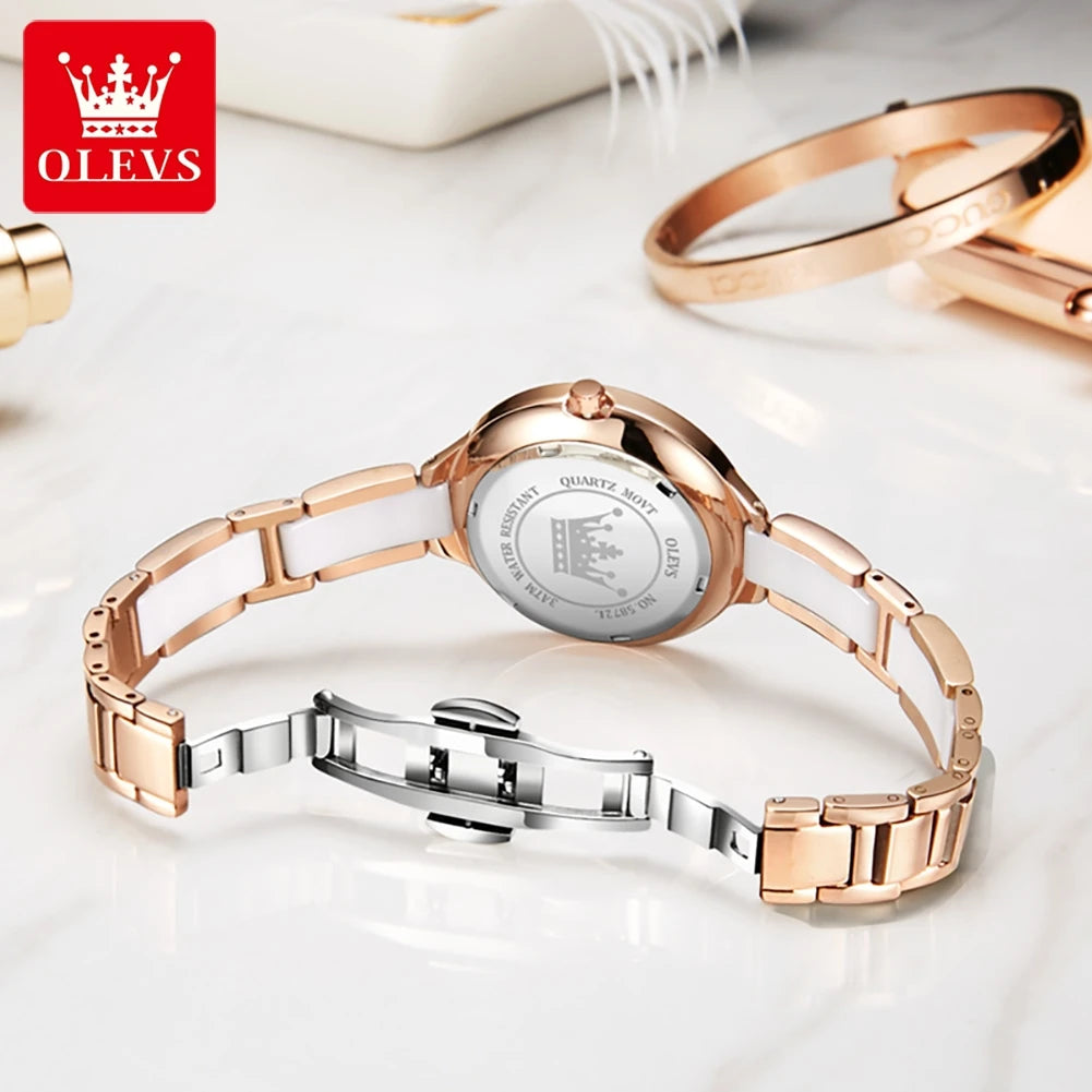 Luxury Women's Watches Elegant Fashion Ceramic Strip Waterproof.