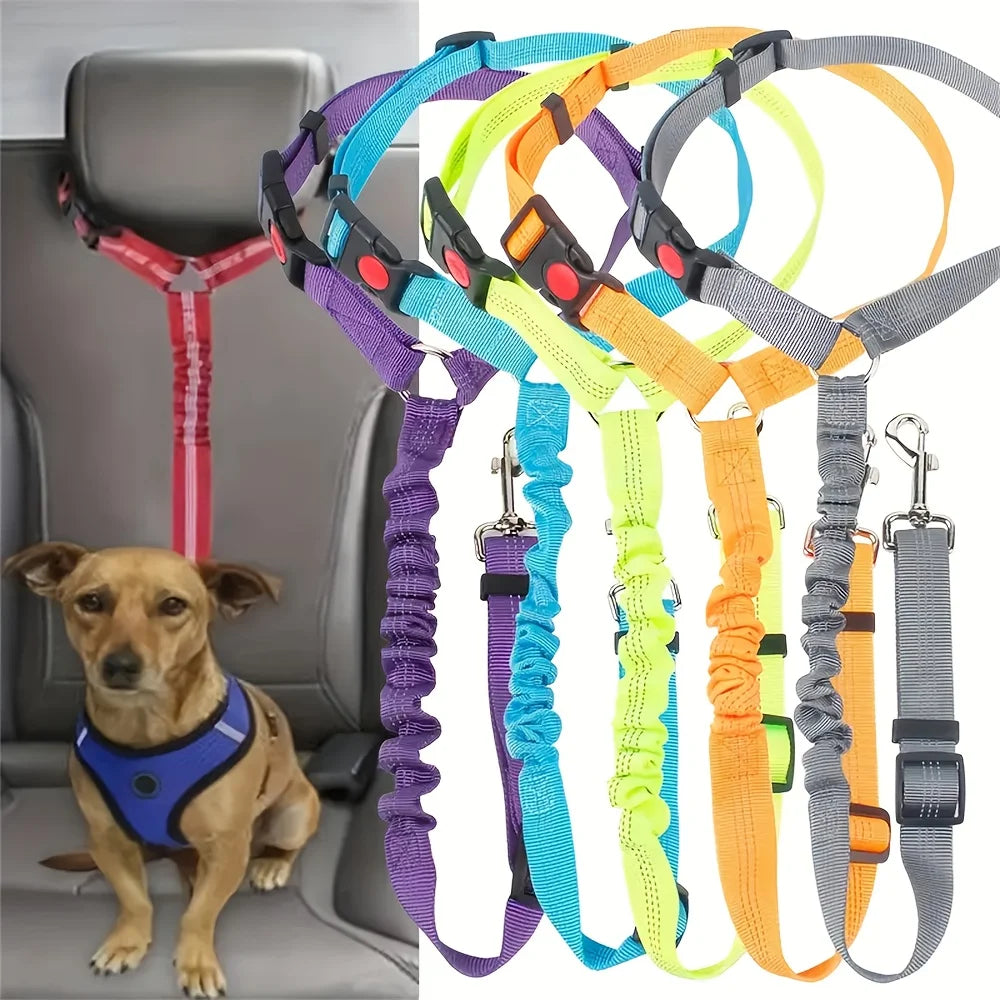Car seat belt, elastic and retractable dog leash, non-slip adjustable dog leash.