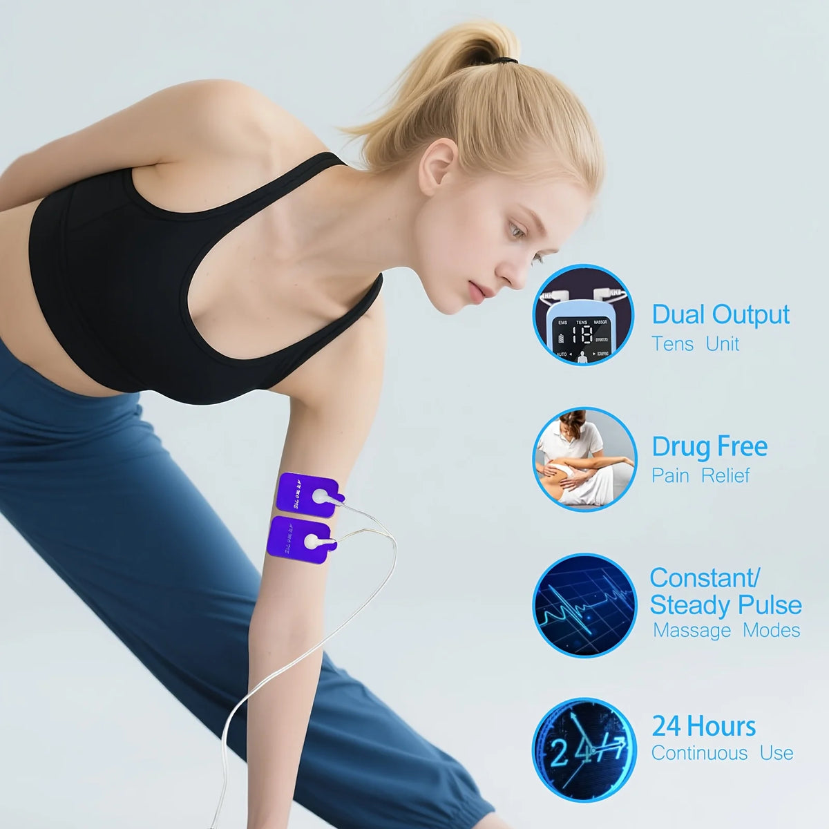 Muscle Stimulator Relieves Body Fatigue, Back Pain, Neck Pain, Carpal Tunnel Syndrome Pain, Arthritis And Foot Pain,.
