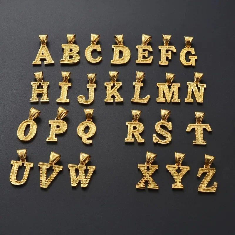 A-Z letter necklace, men's and women's gold-plated initials pendant rope chain,