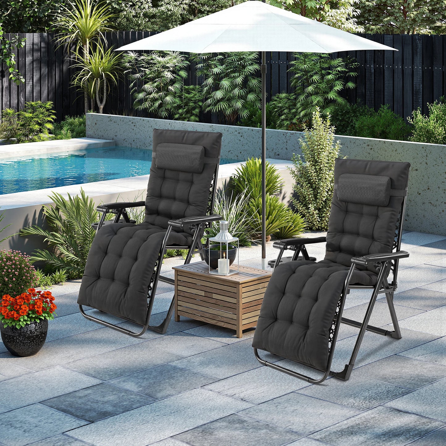 Zero Gravity Recliner . Lounge Chair Folding Portable with Cup Holder Trays.