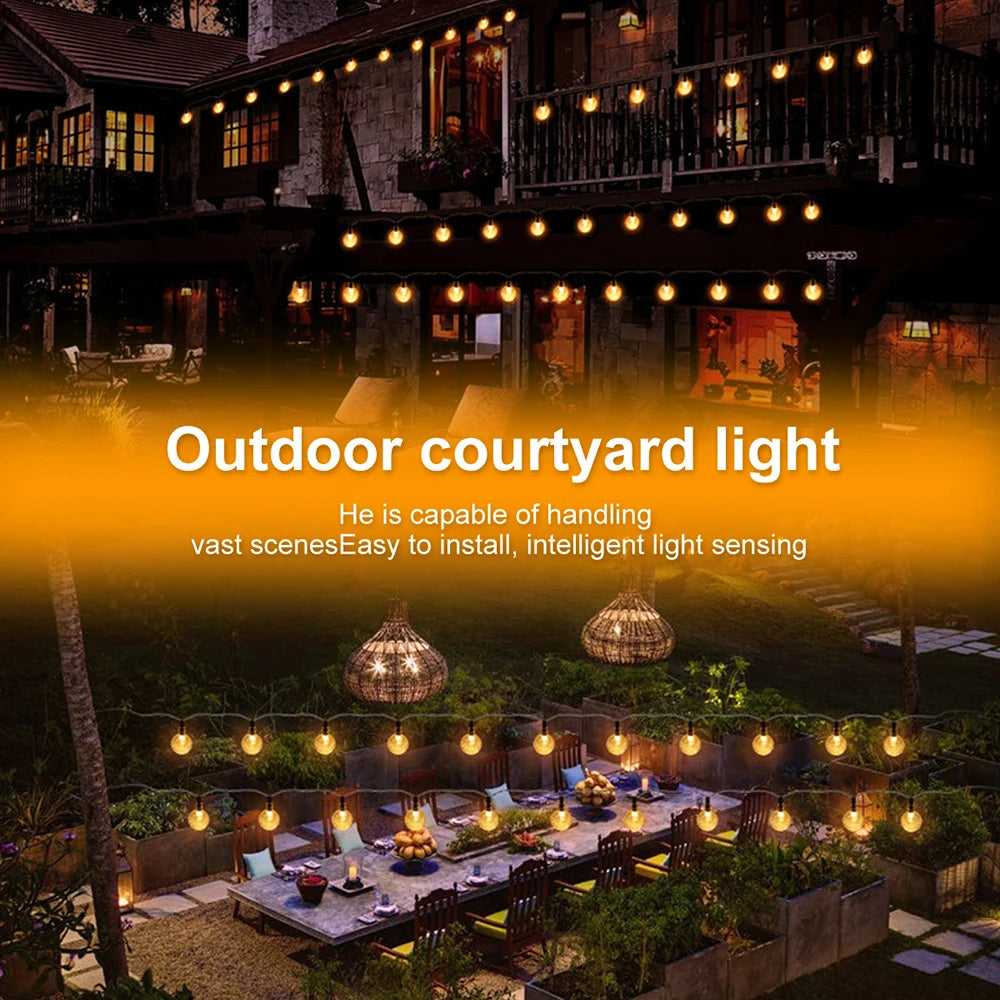 Solar String Lights Outdoor Bubble Ball Lighting String 8 Lighting Modes .