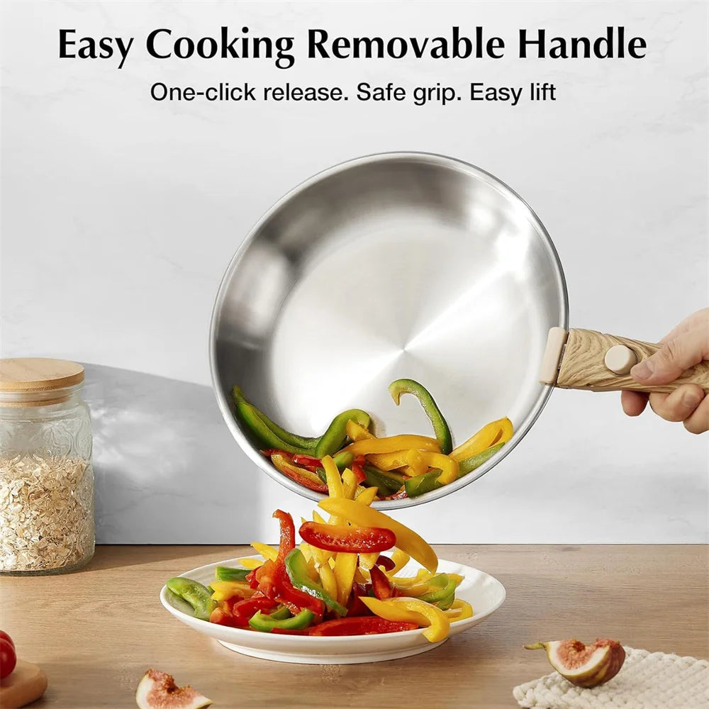 . 11-Piece Stainless Steel Cookware Set 18/10 Stainless Steel Pots and Pans With Detachable Handle .