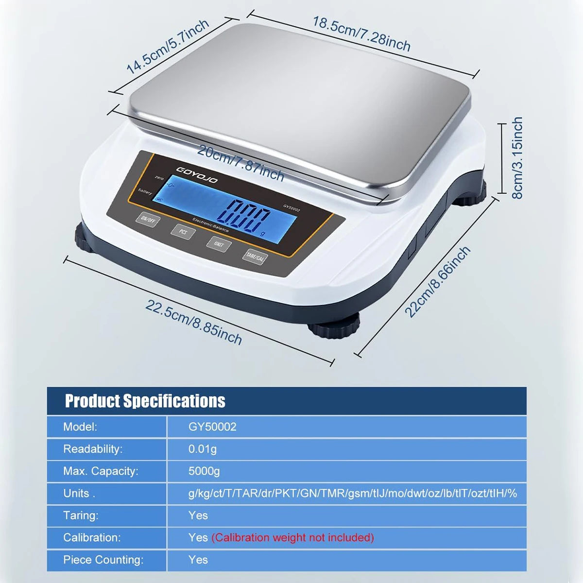 Lab Scale 5000g/0.01g High Precision Digital Scale Analytical Balance Electronic Scale.