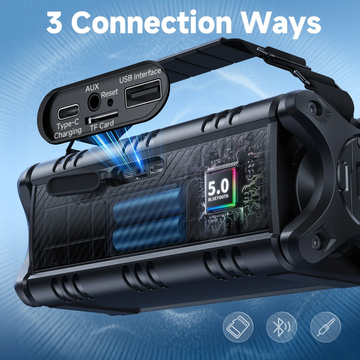 W-KING D8 Bluetooth Speaker, 50W RMS IPX6 Waterproof Loud Speakers Bluetooth Wireless.