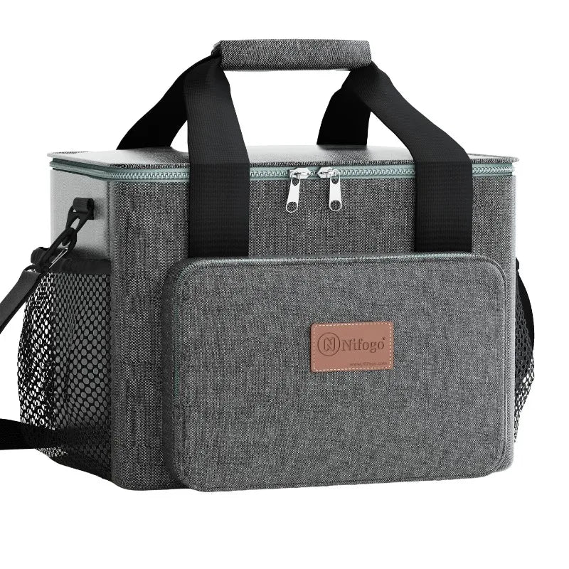 Insulated Lunch Bag, Large‑Capacity Leak‑Proof Cooler Tote Bag with Shoulder Strap, Multi‑Pocket Thermal Food Carrier. Portable Aluminium Foil Insulation .