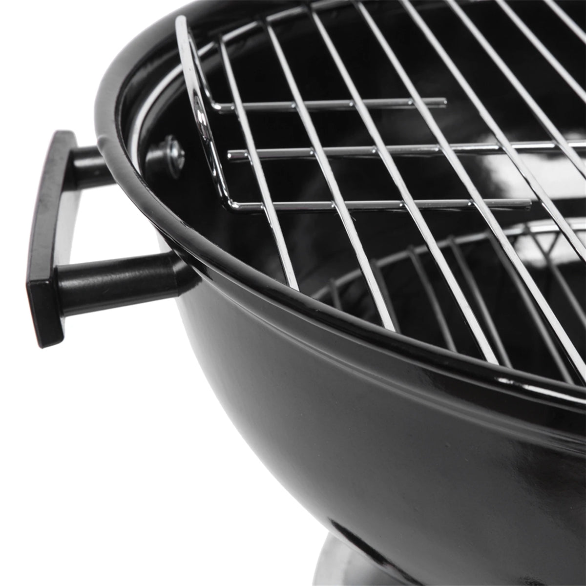 Portable Charcoal Grill with Thermometer & Wooden Handle.