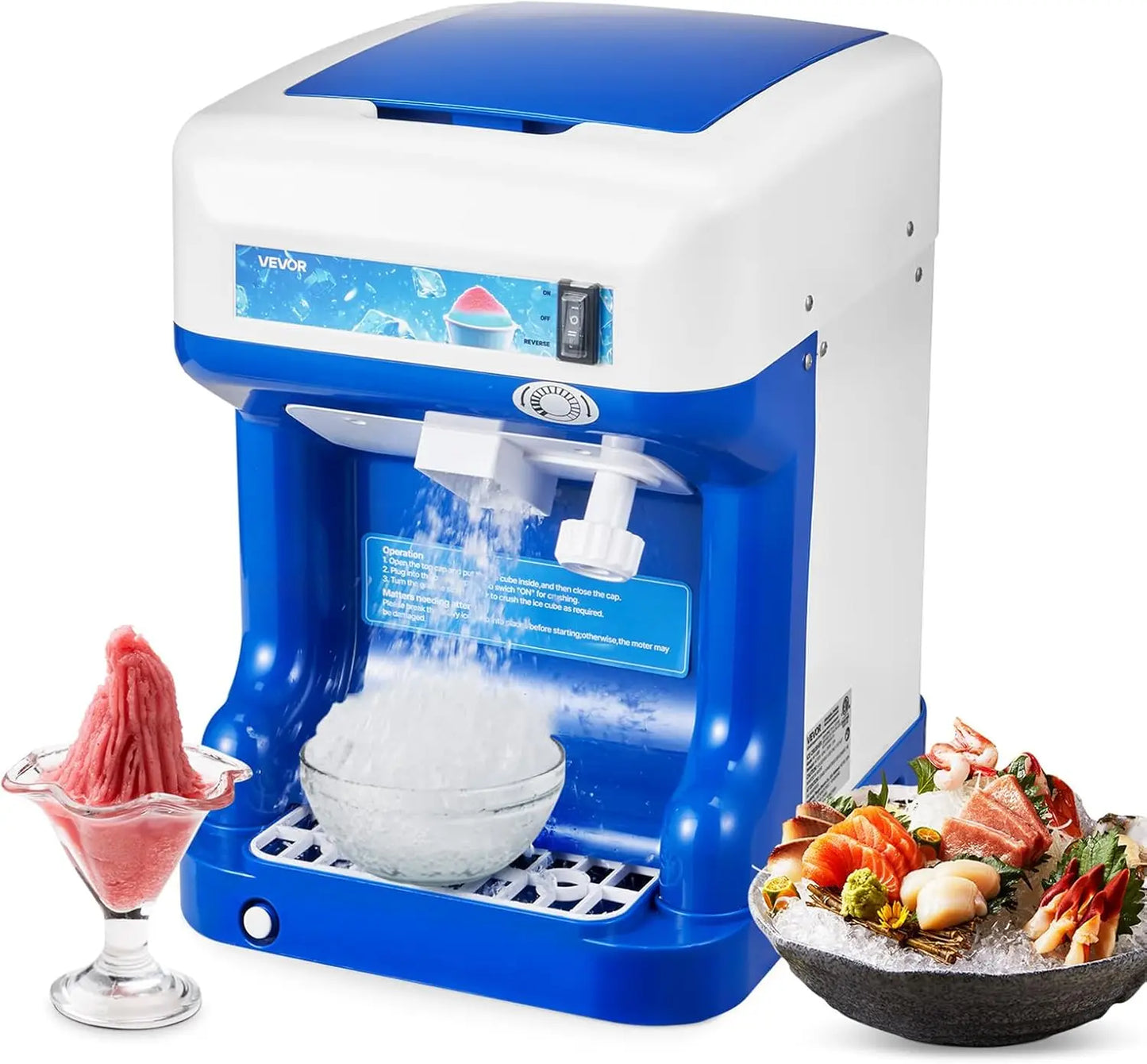 Commercial Ice Shaver, Tabletop Shaved Ice Machinee (Blue)