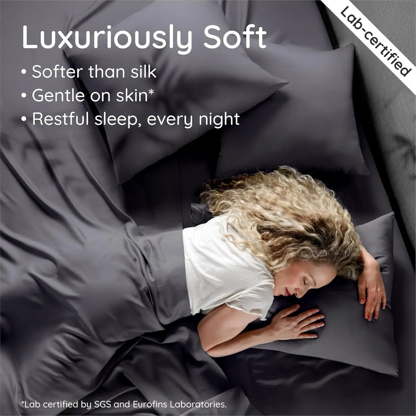 Bamboo Sheets Queen Size Set 4pcs Cooling Bed Sheet. Fits 16'' Mattress Charcoal