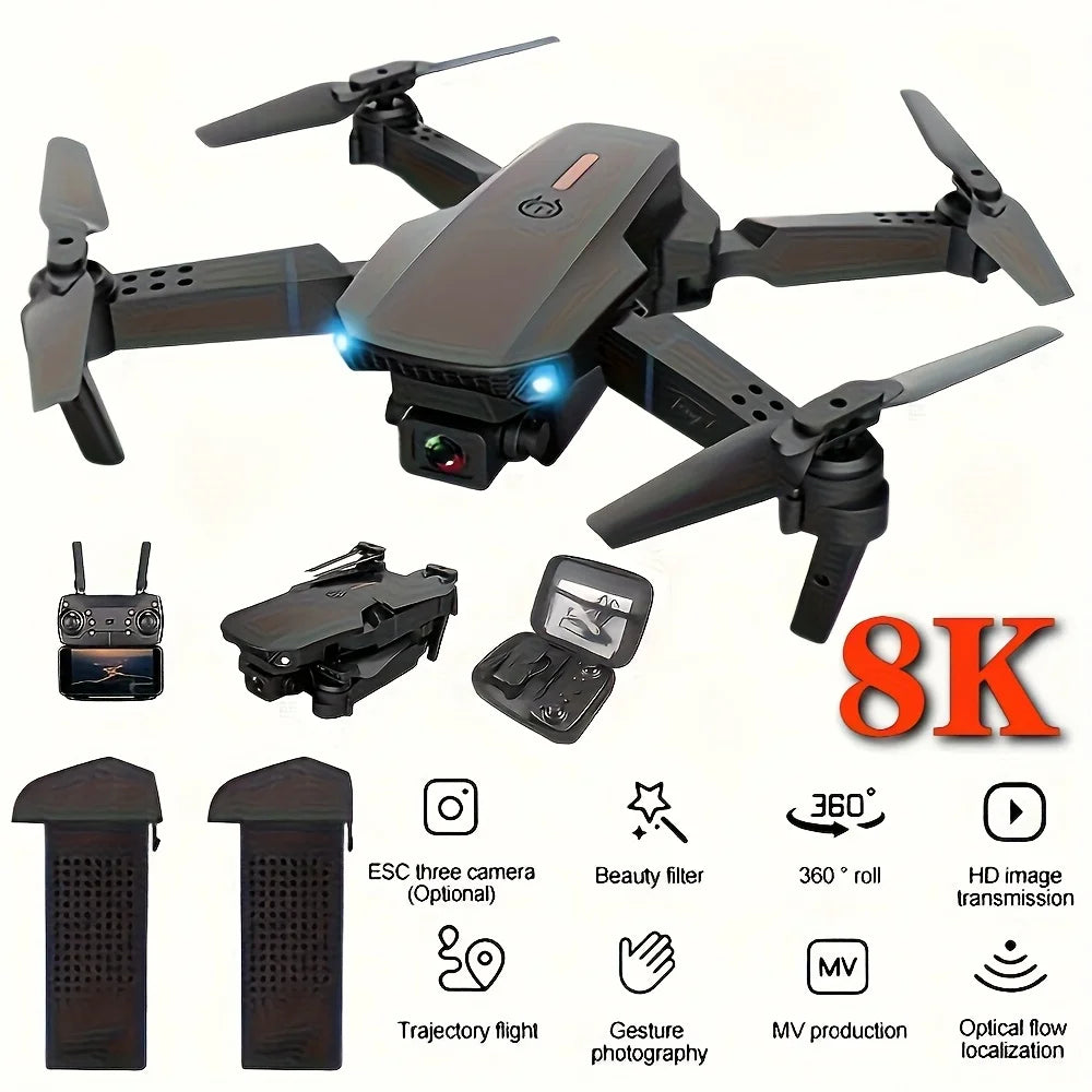 2026 Upgraded E88 PRO MAX Foldable Drone with Dual Cameras, 8K Screen Remote Control, Extra Batteries, .