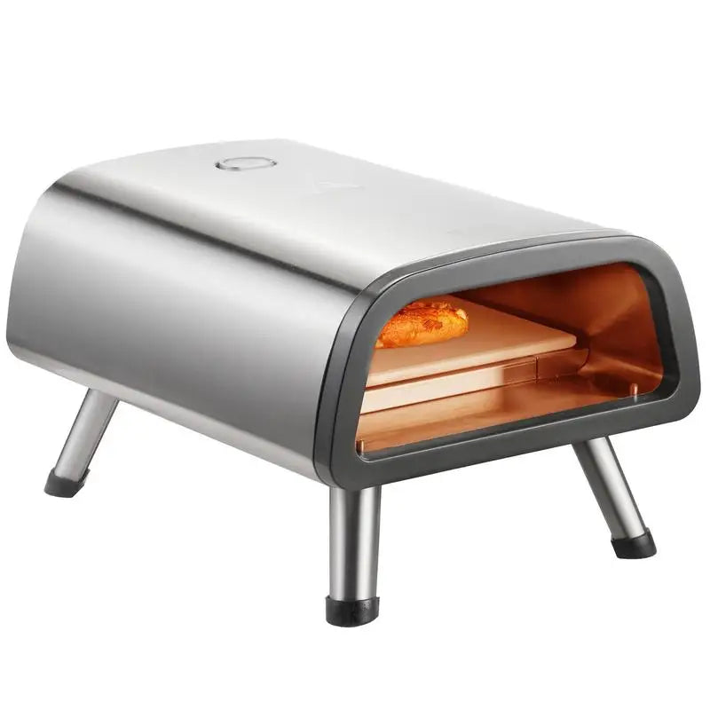 12" Electric Pizza Oven Countertop, Stainless Steel Pizza Maker Machine with Pizza Stone and Spatula, Heats up to 850°F.