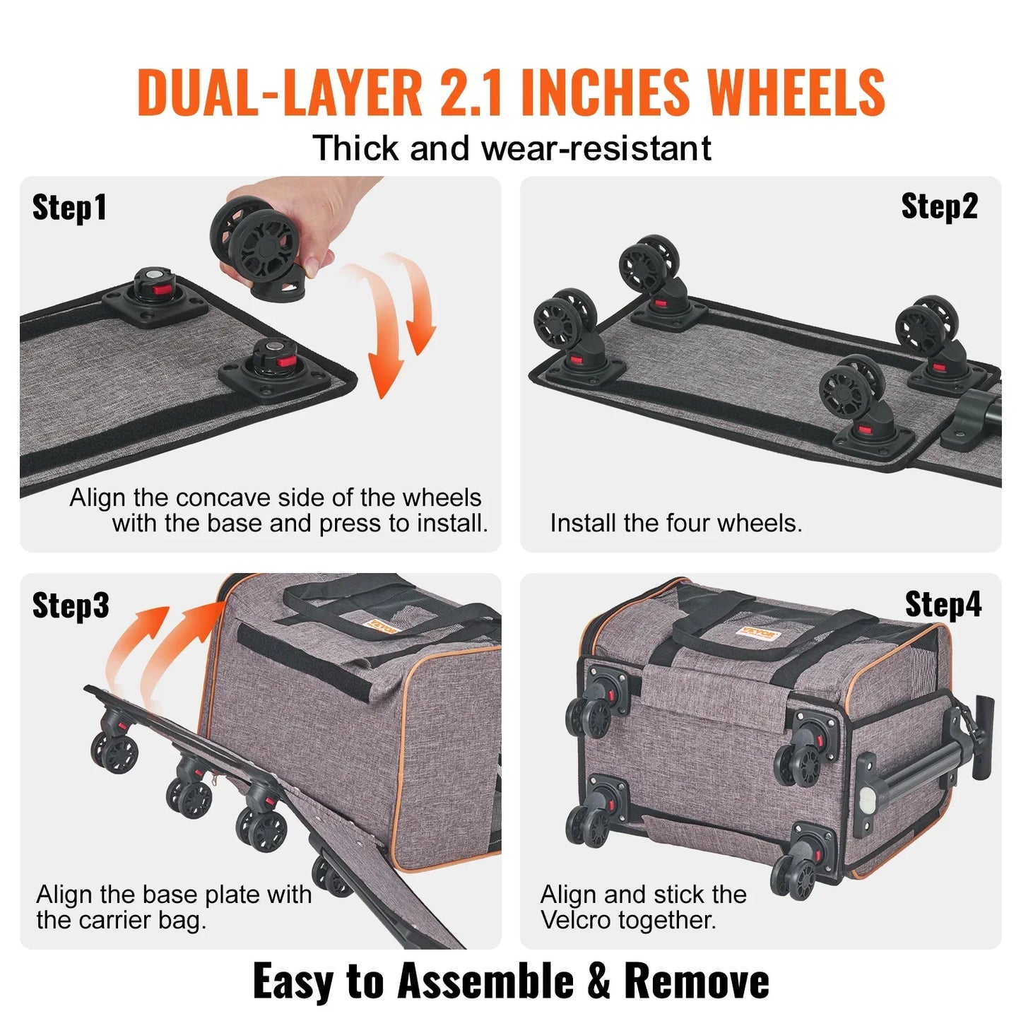 Cat Carrier With Wheels, Airline Approved Rolling Pet Carrier With Telescopic Handle And Shoulder Strap