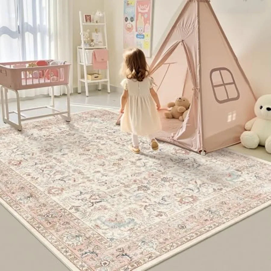6x9 ft Pink Washable Area Rugs