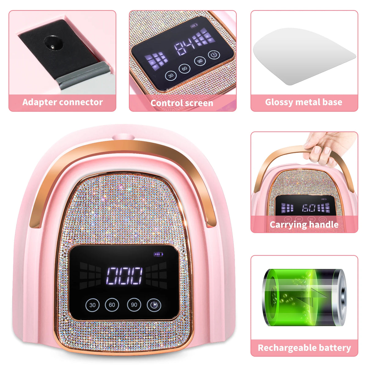 Professional UV LED Nail Lamp Rechargeable 30 LED Nail Dryer .