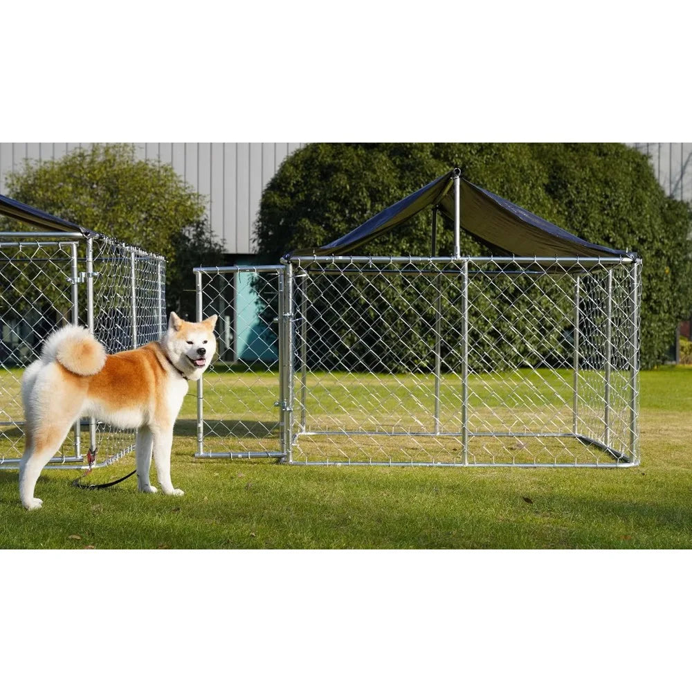 Large Outdoor Dog Cage, Heavy Duty Dog Kennel House Mesh, .Fence with Secure Lock.