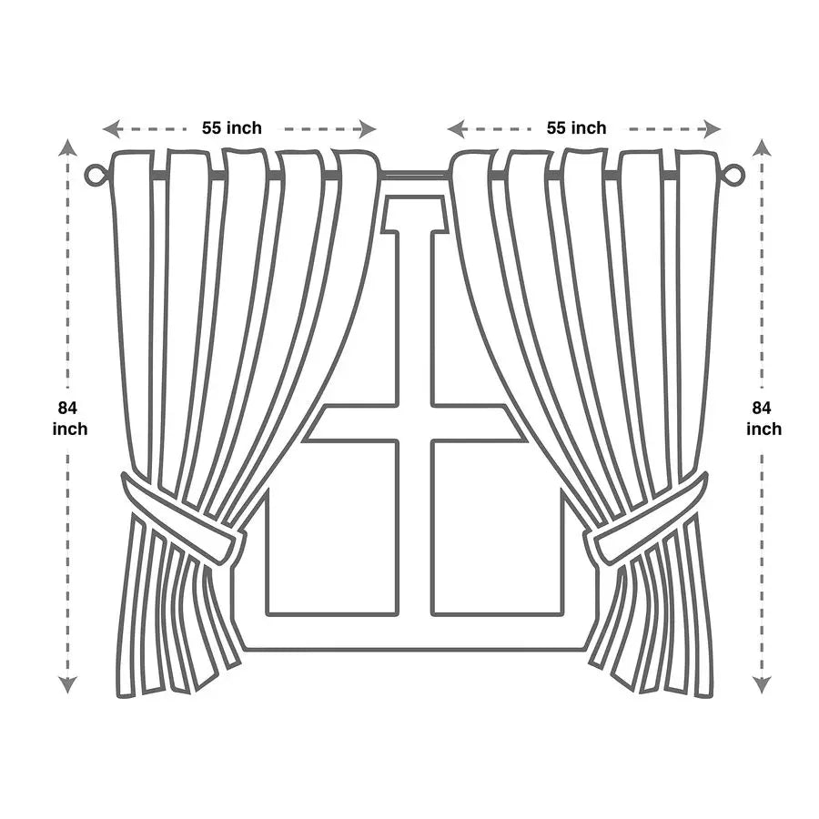 Jacquard Luxury Window 2 Panel Set Beige Curtain with Attached Valance and Backing  2 Curtains 55x84