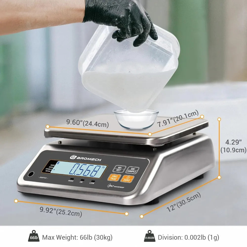 Food Scale Pound and Ounce, Rechargeable, Commercial Grade, Stainless Steel Platform,