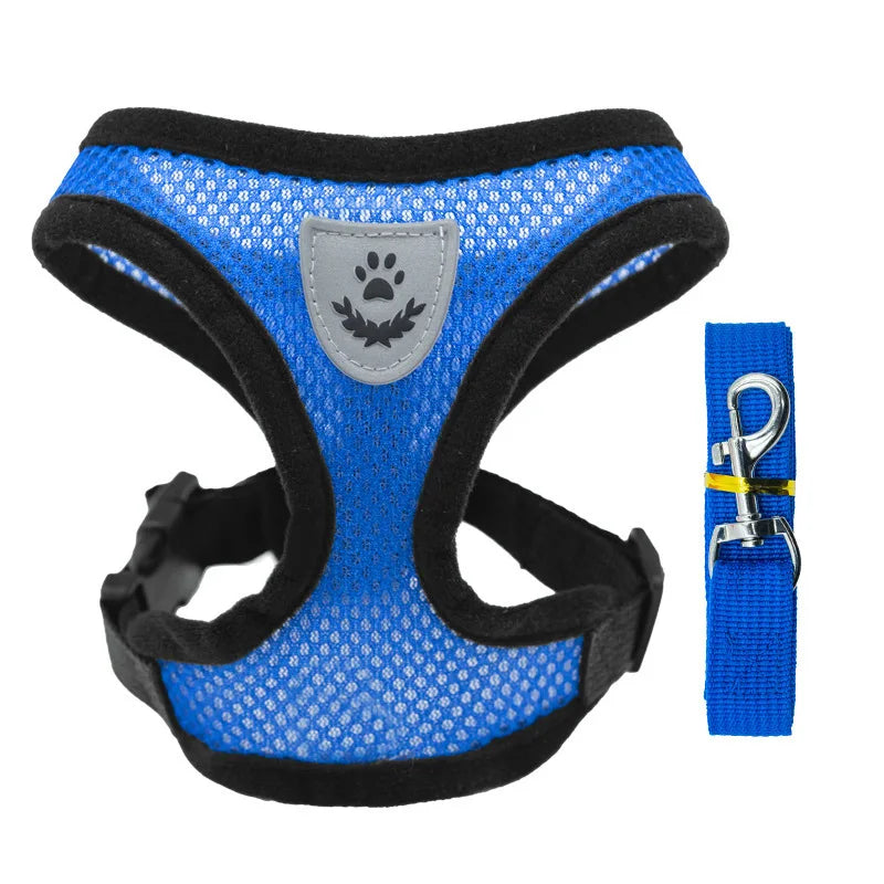 Hot summer small dog pet chest and back breathable dog chest and back suit cat outdoor traction rope .