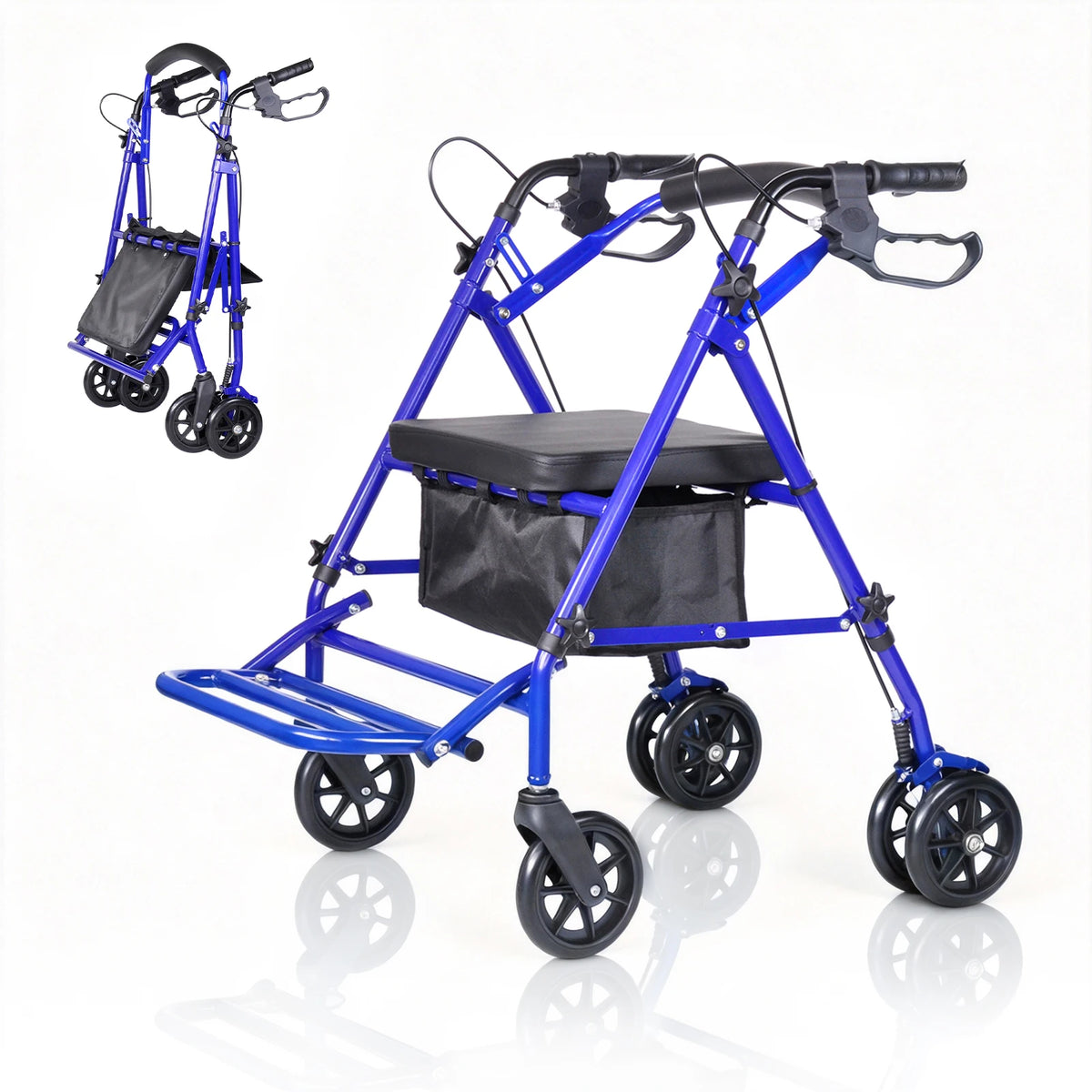 Lightweight Foldable Transport Wheelchair for Adults Foldable Portable Wheelchair Adjustable Height & Under seat Storage Bag