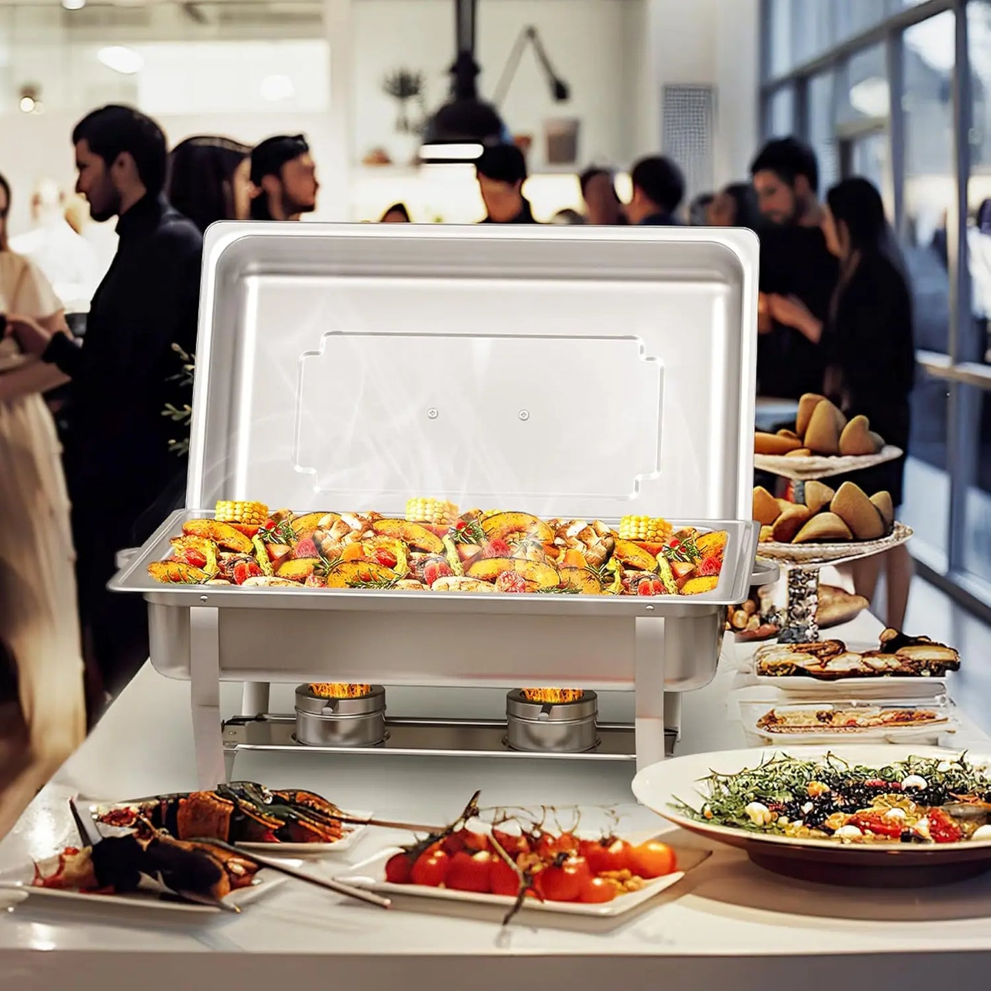 2/4/6 Pack 8QTChafing Dish Buffet Set Stainless Steel Food Warmer Kit with Lids Holders