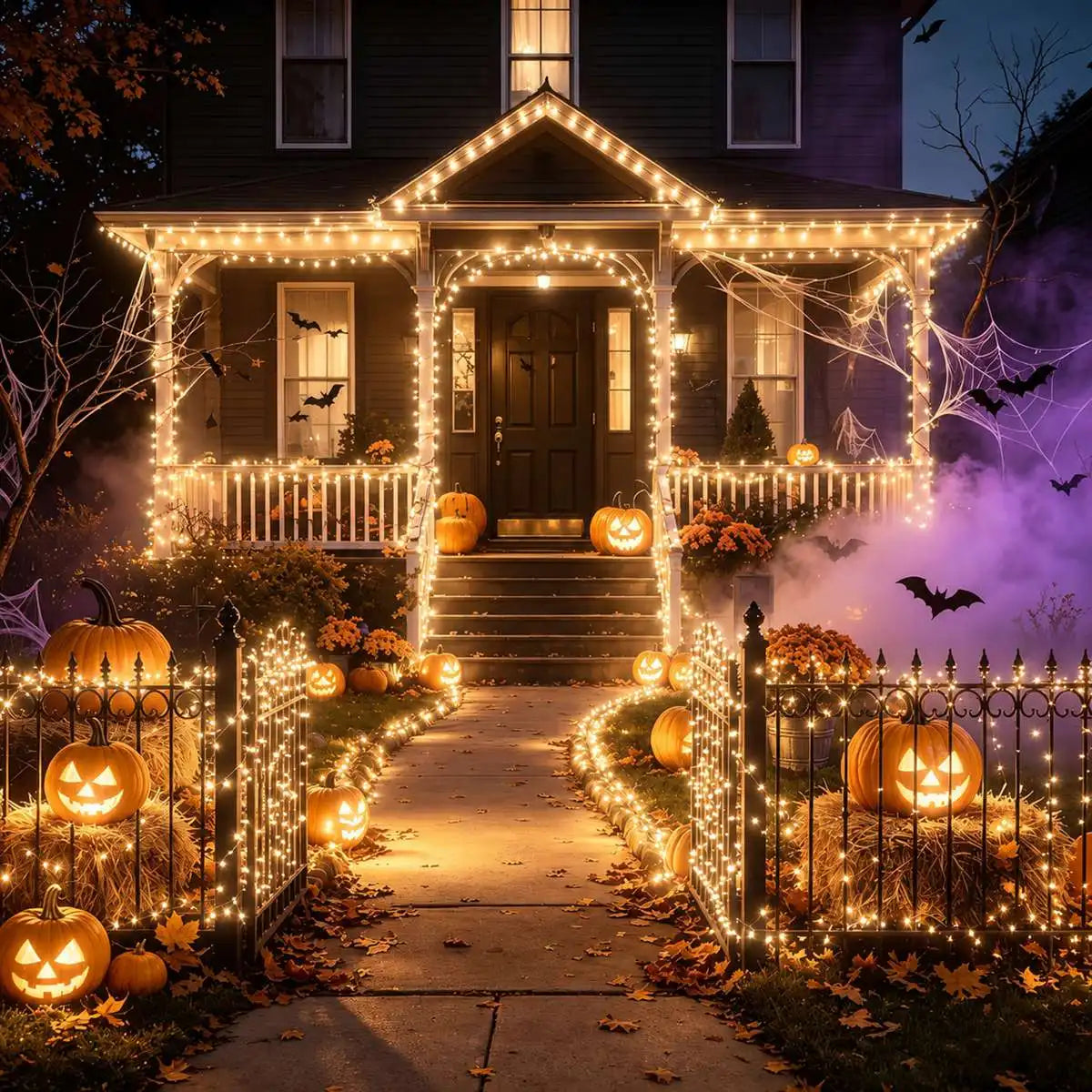 2Pcs/Set Halloween Solar Fairy String Lights Copper Wire LED Outdoor Lights With 8 Modes Outdoor.