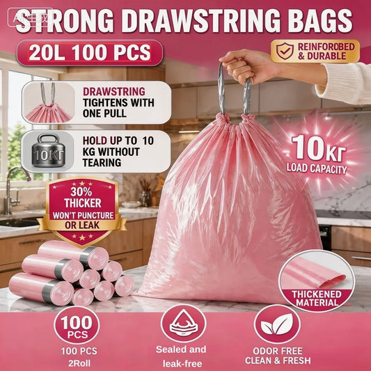 Pink Rose Scented Trash Bags 5-Gallon Sturdy Durable.  Trash Can 3.5/4/5 Gallon