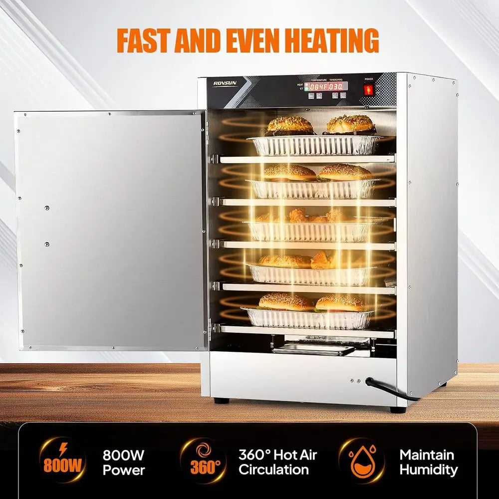 5-Tier Commercial Food Warmer, Hot Box Food Warmer .w/Removable Shelves Water Tray,. Electric