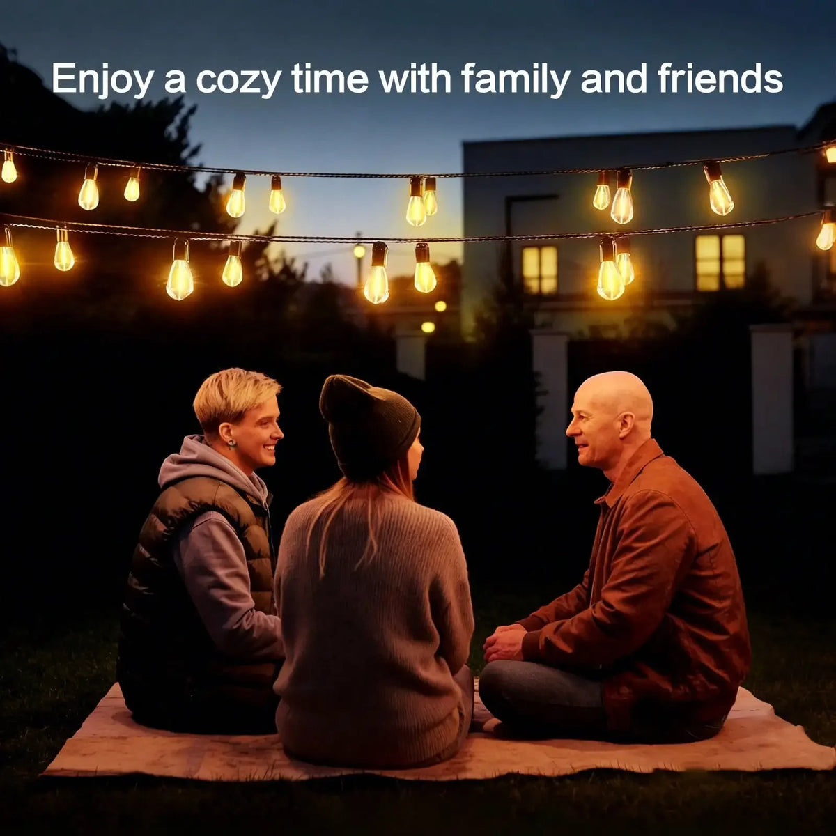 50/100FT Outdoor String Lights With 12 S14 Edison Vintage Bulbs, Connectable Outdoor Patio Lighting, Waterproof And Shatterproof .