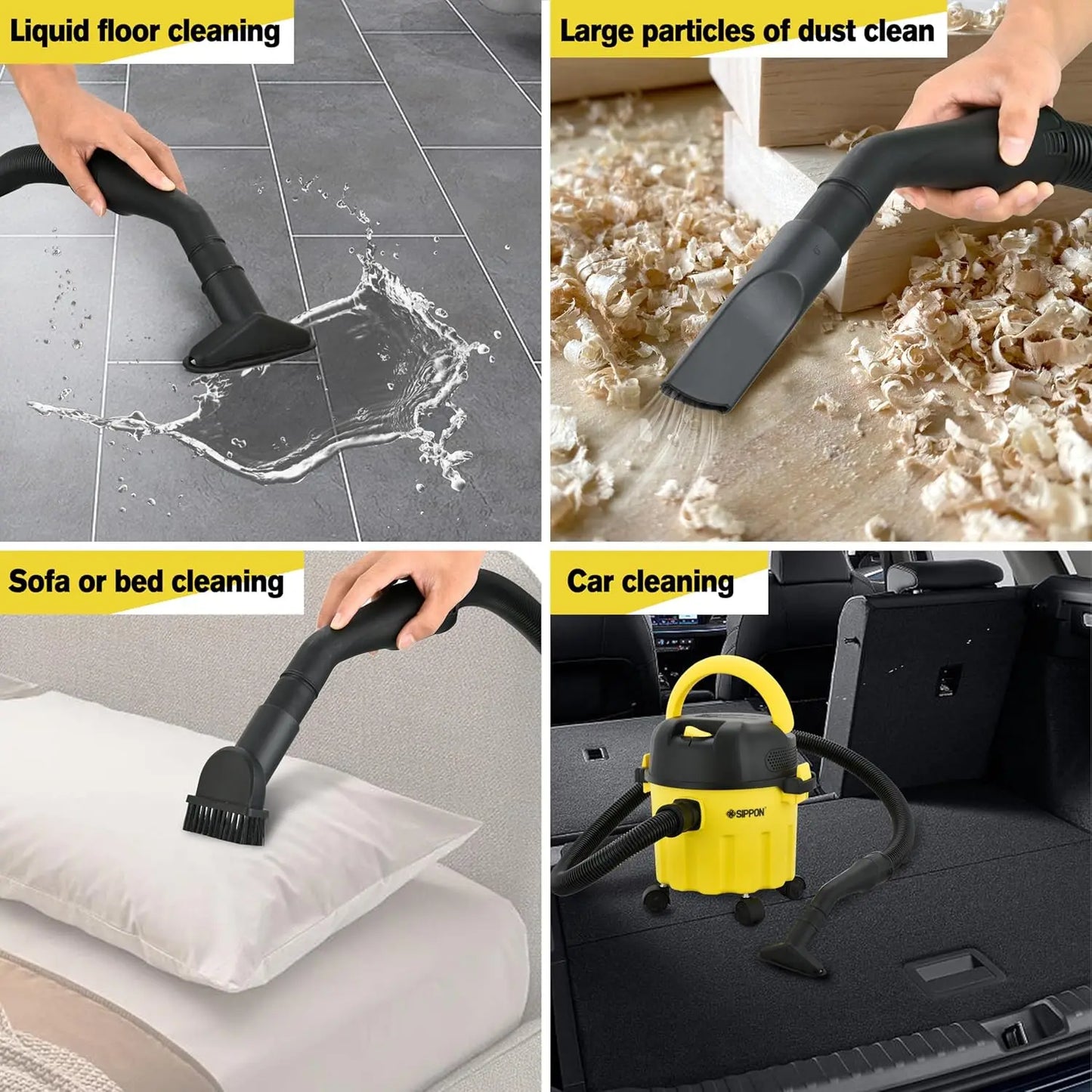 3-in-1 Wet Dry Vacuum, 2 Peak HP, Portable Shop Vacuum Cleaner . Pet Hair, Hard Floor,.