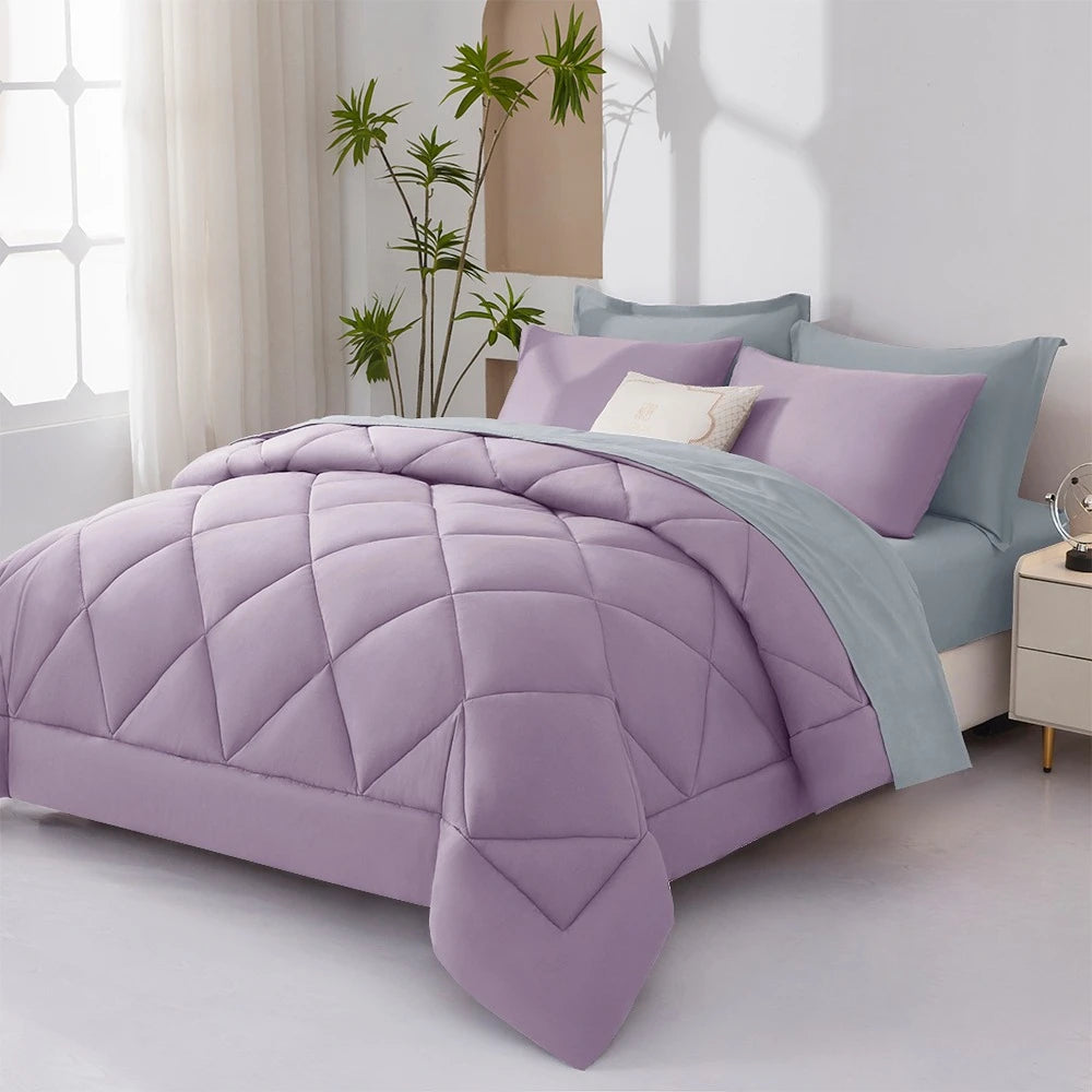 5/7pcs  Comforter Sets Queen-Breathable Comforter-Ultra-Soft Fluffy Fiber Filling, Warmth For All Seasons-Bed In A Bag .