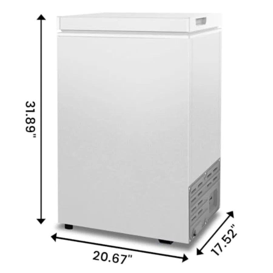Deep Freezer 3.5 Cu.Ft Chest Freezer with Steel Body, White Finish, 2 Removable Baskets Adjustable 7-Level Temperature Control