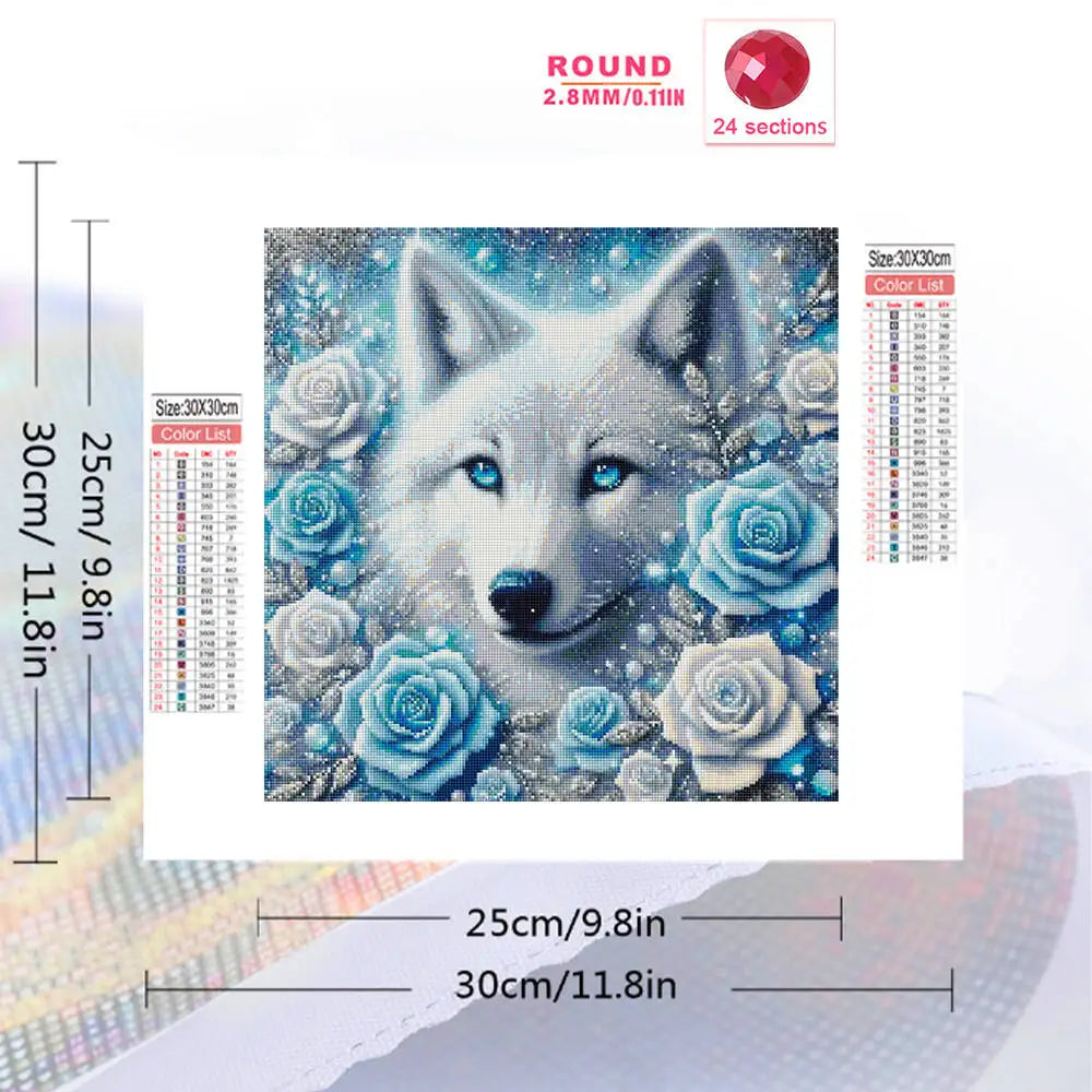 Evershine Diamond Mosaic Wolf Animal Full Square Round Diamond Painting .