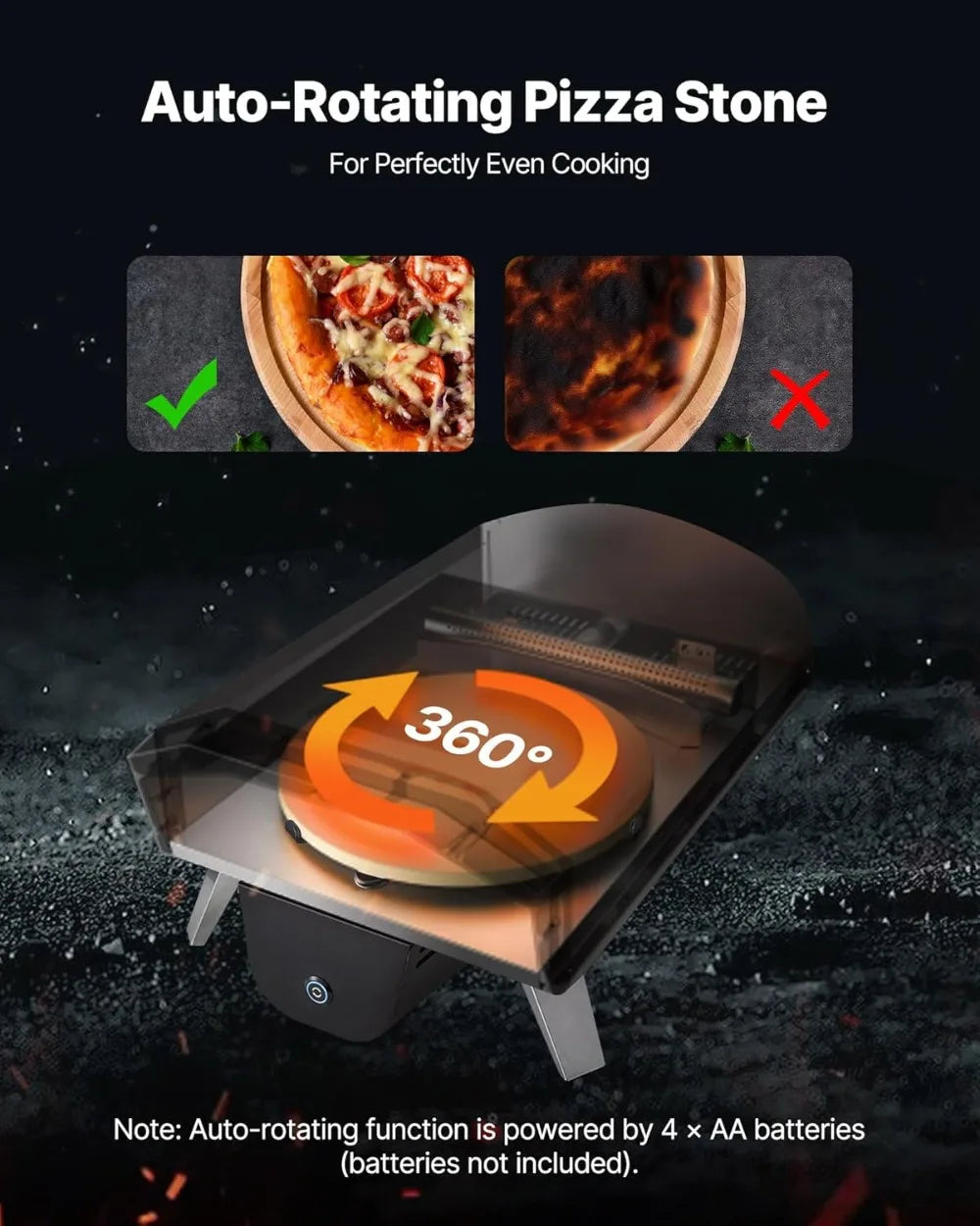 Outdoor Pizza Oven Dual Fuel 12" Auto Rotating Propane