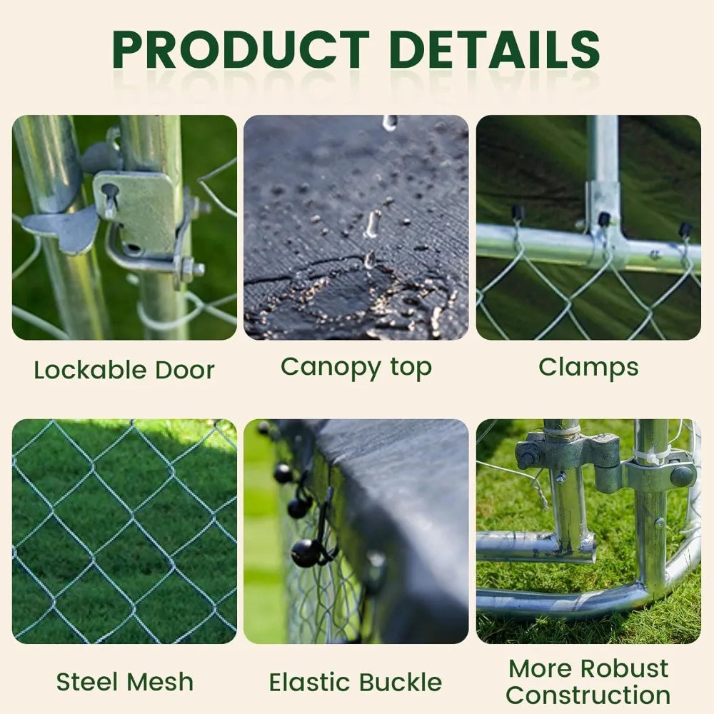 Large Outdoor Dog Cage, Heavy Duty Dog Kennel House Mesh, .Fence with Secure Lock.