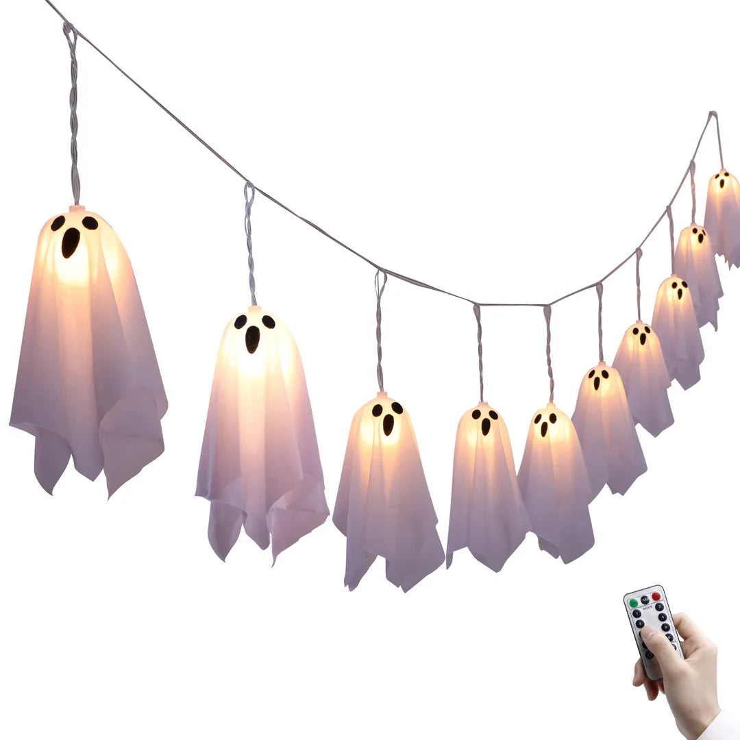 10-Pack Hanging Ghost Halloween Decorations.  Solar Halloweens Lights For Outside Decor,.