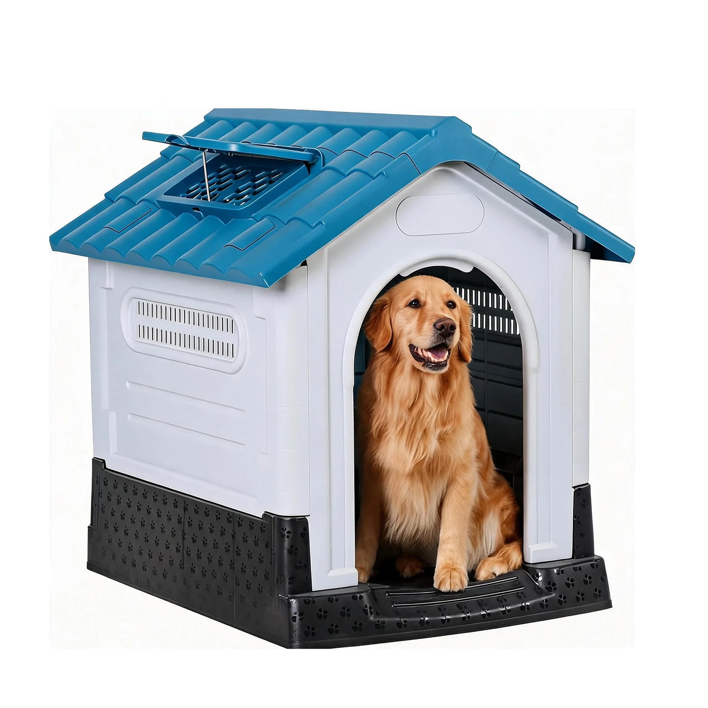 Waterproof Outdoor Dog House With Ventilation, Raised Floor And Openable Roof