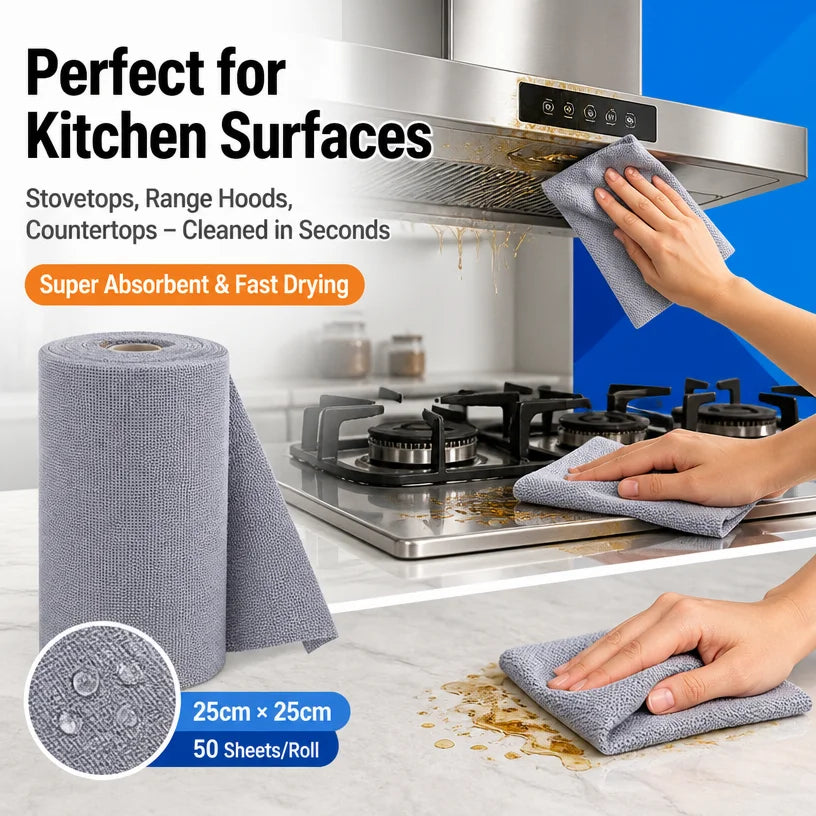 50pcs Non-Stick Oil Dish Cloths, Tear-Off Microfiber Rags,