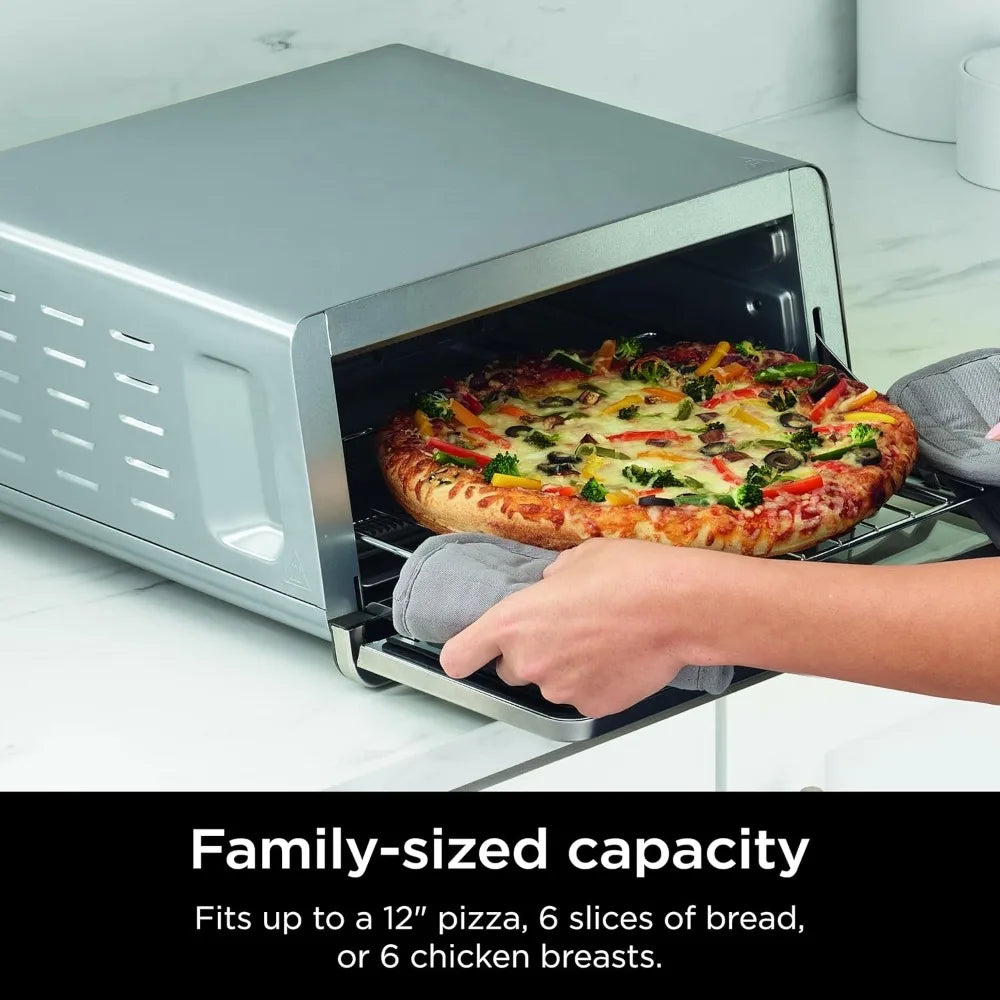 Ninja Air Fryer Toaster Oven Combo   8-in-1 Functionality   Flip Up & Away for Storage Space   Air Fry Basket, Sheet Pan