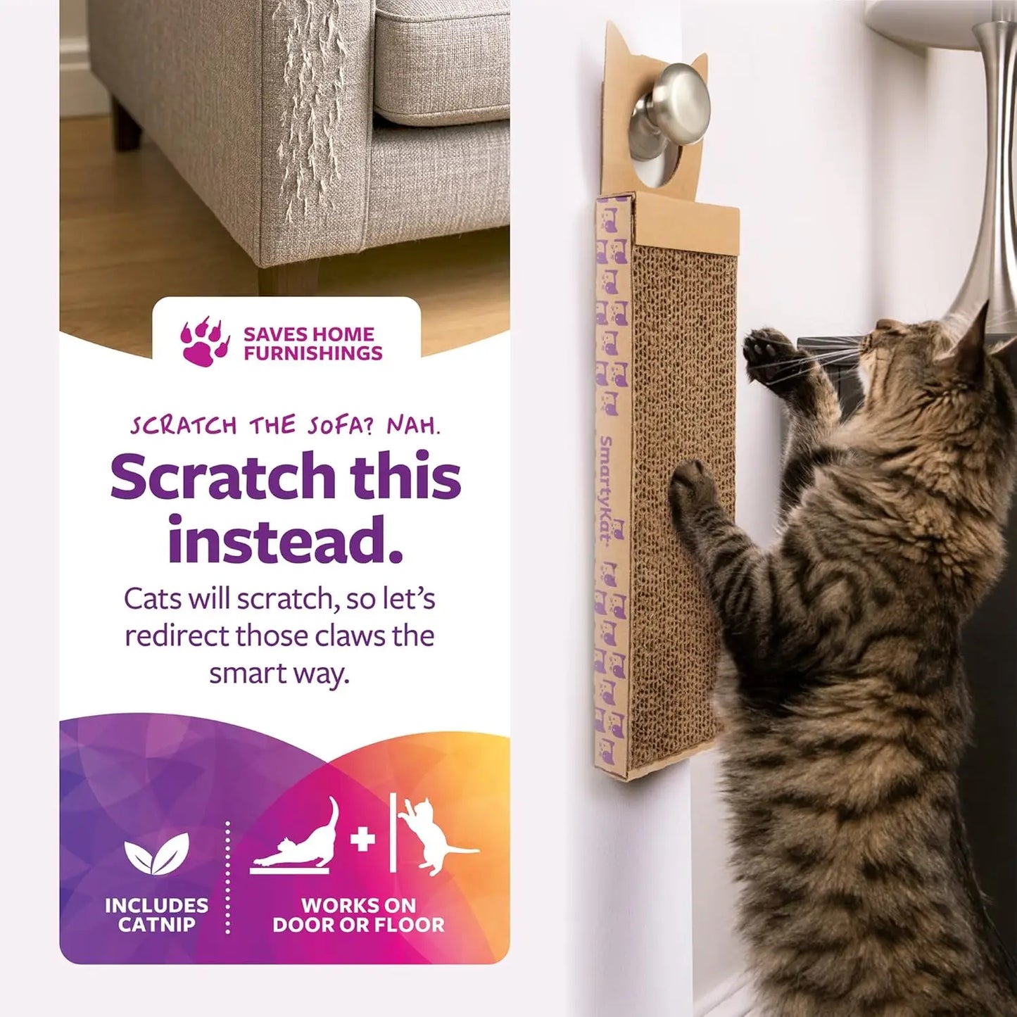 Hanging Cat Scratcher, Corrugated Cardboard