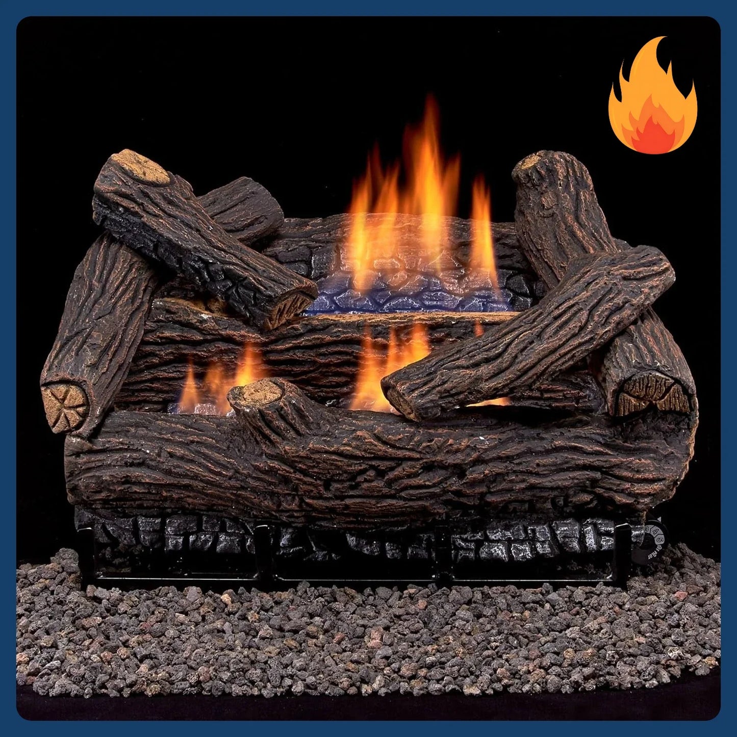 Ventless Natural Gas Log Set - 18 in. Stacked Oak, 30,000 BTU, Remote Control - .