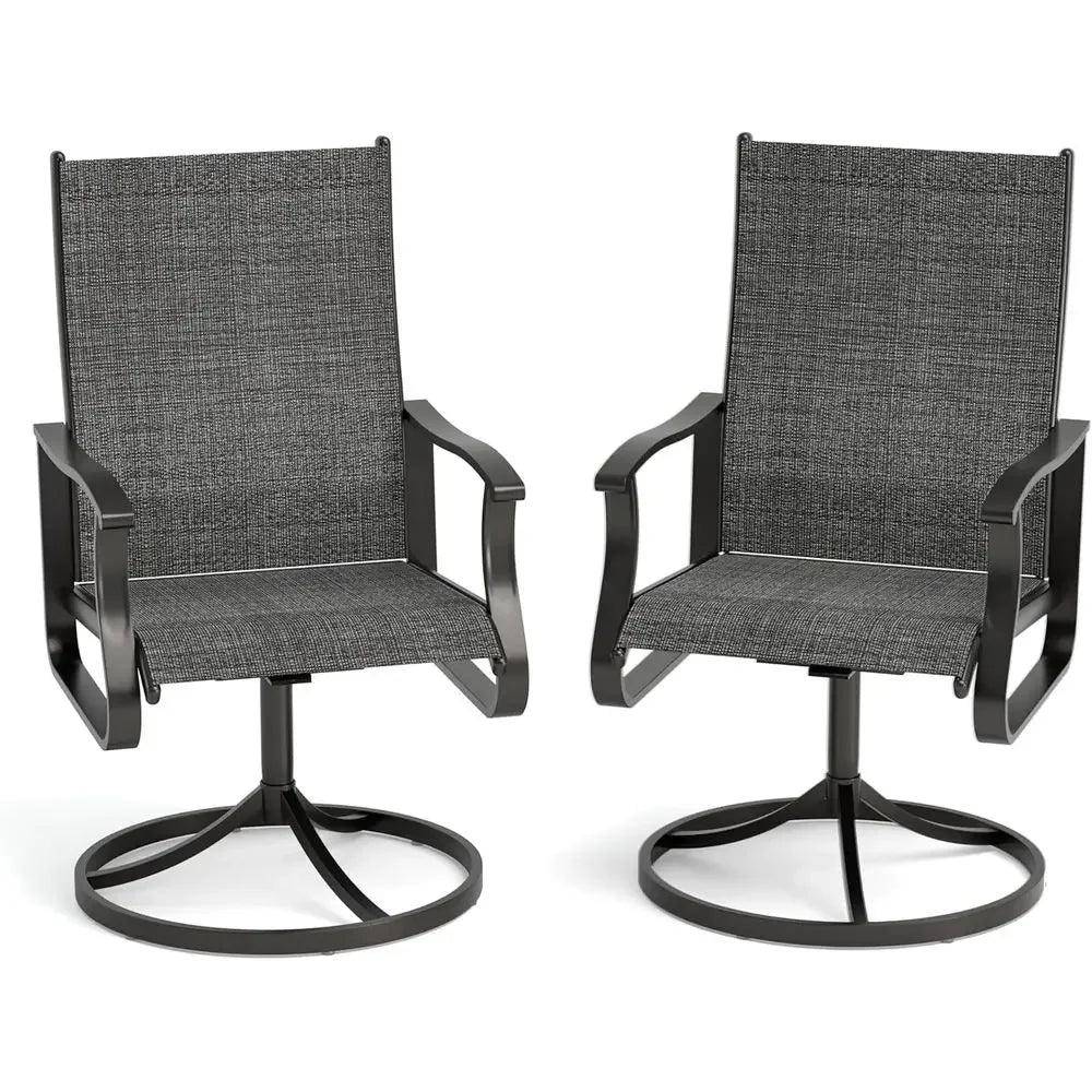 2-Piece All-Weather Swivel Rocker Patio Chairs with Textilene Mesh and Rust-Resistant Steel,.